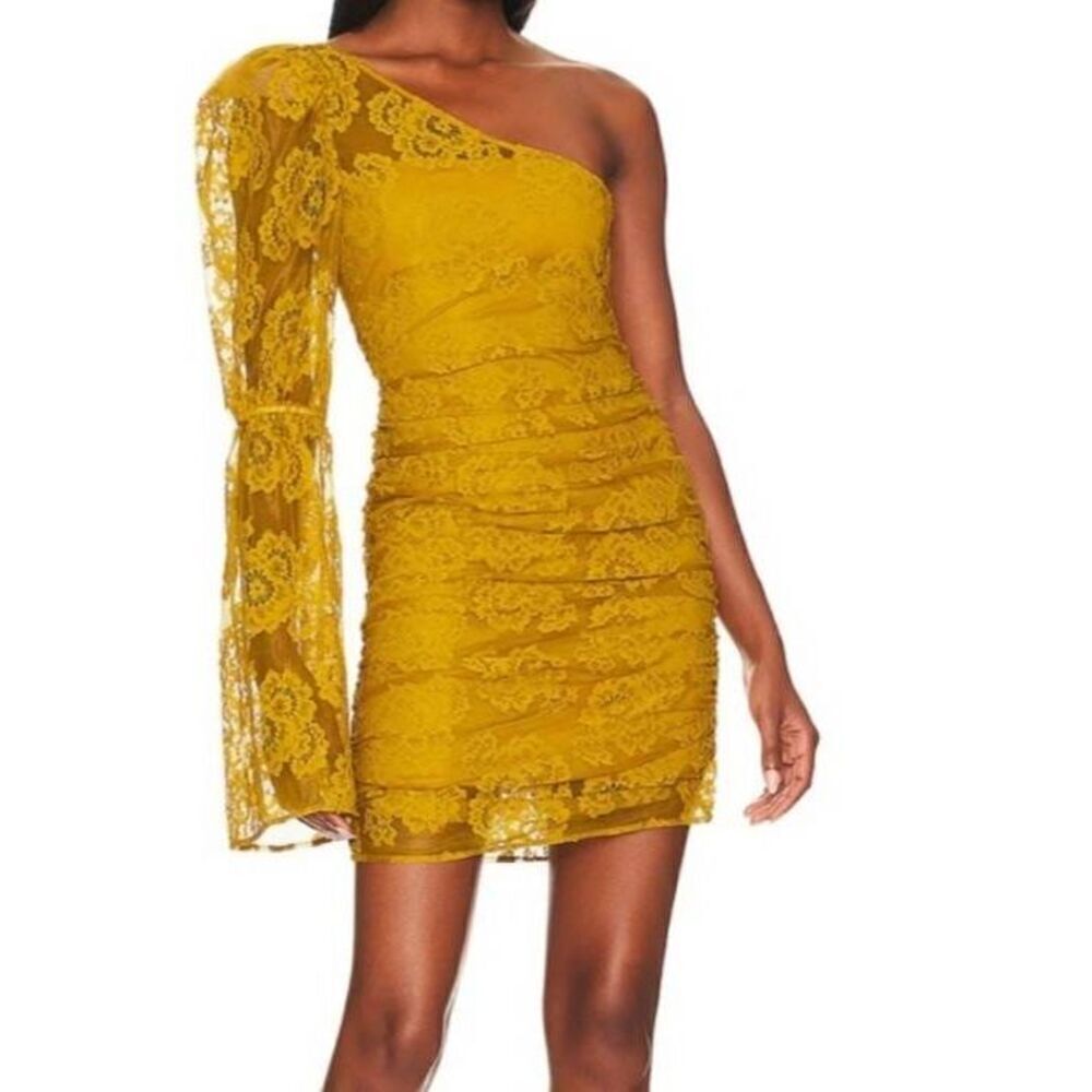 NWT For Love & Lemons Tiana yellow lace Dress sz Large
